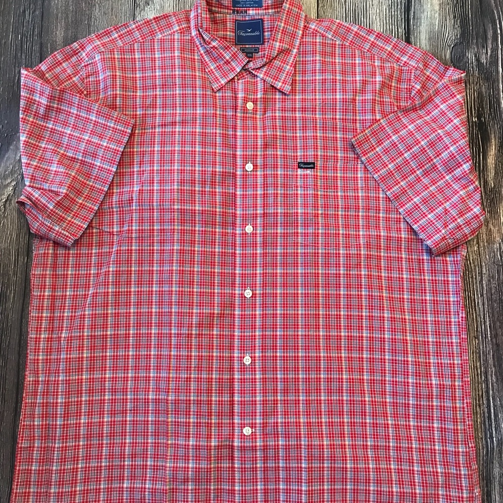 Faconnable Men’s Red/Blue Plaid shirt Size XXL